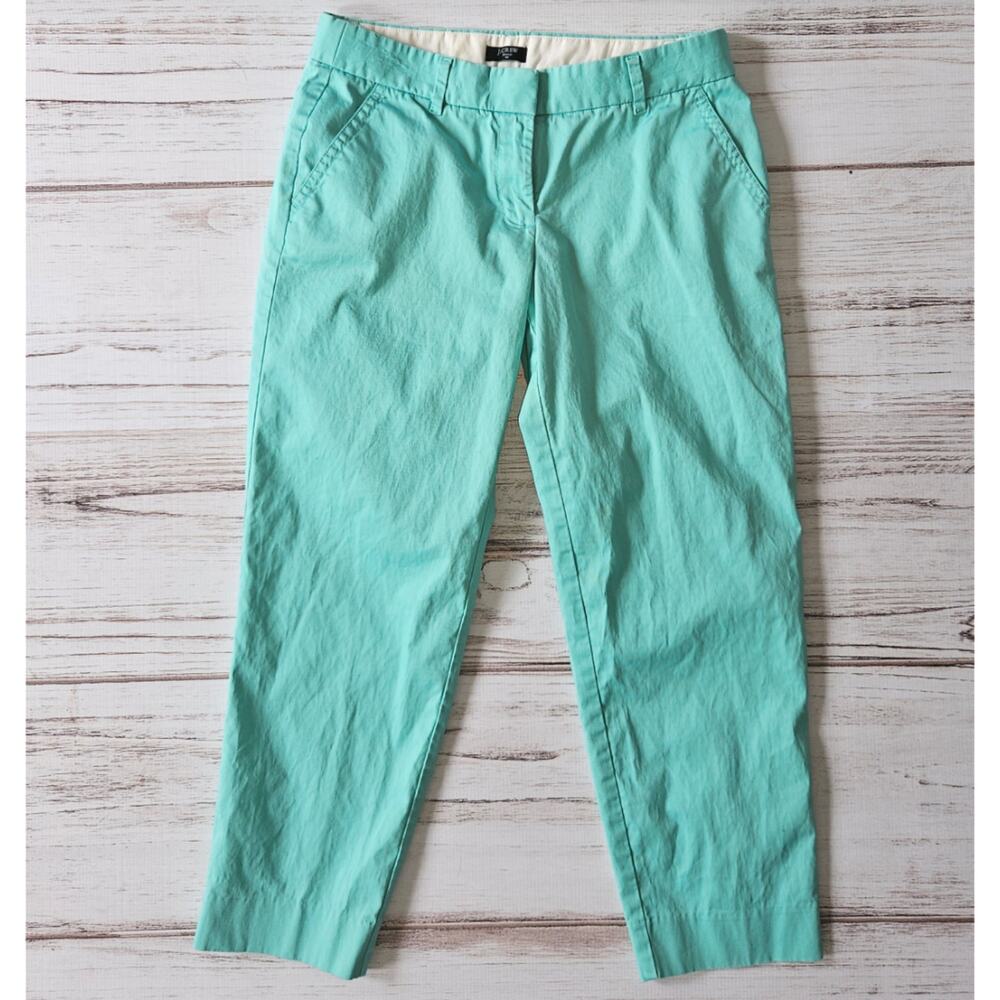 J Crew Mercantile Stretch Pastel Teal City Fit Cropped Pants sz 4